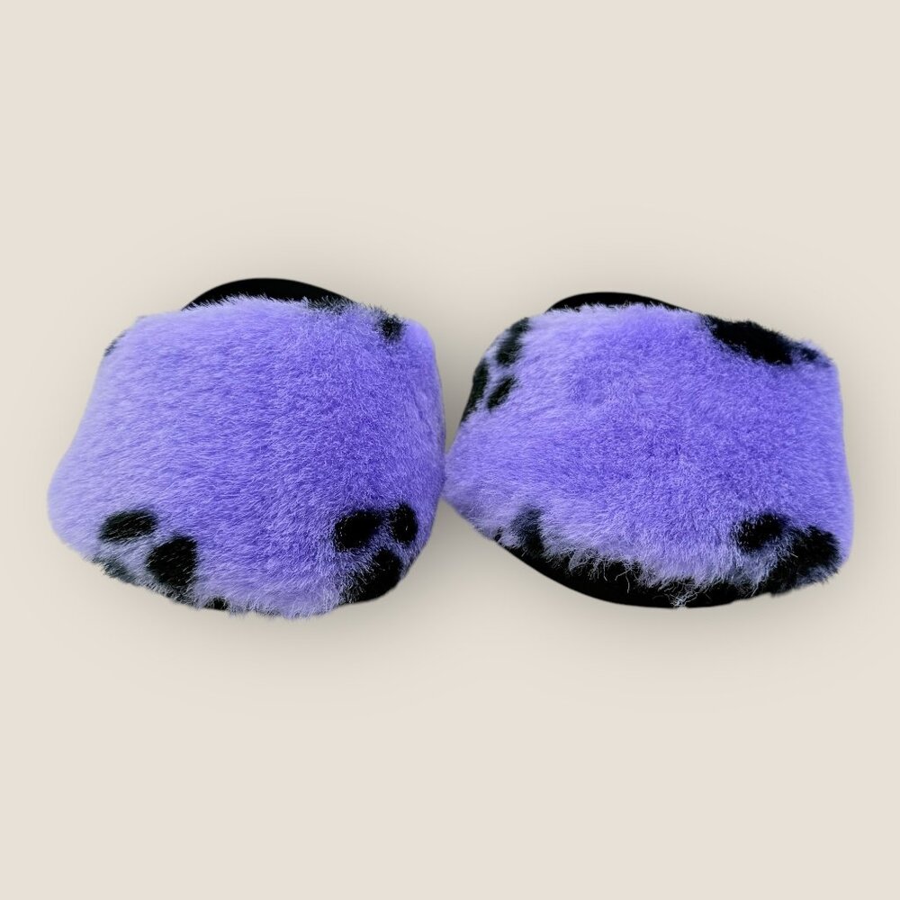 Build-A-Bear Workshop Purple Black Plush Paw Print Bear Slippers BAB Clothes B
